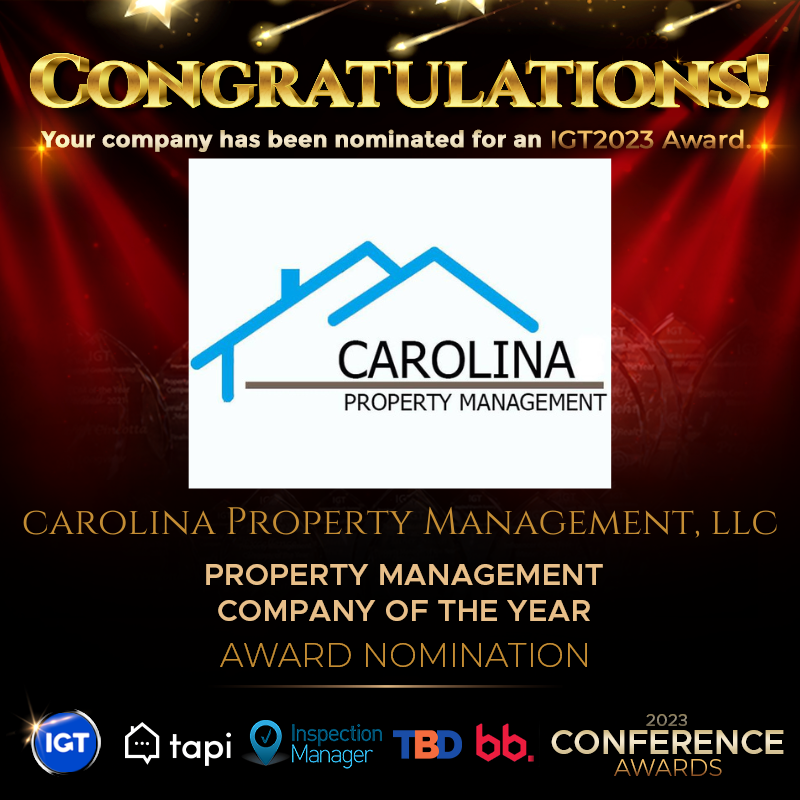 Congratulations Carolina Property Management You’re nominated for an IGT2023 Award.